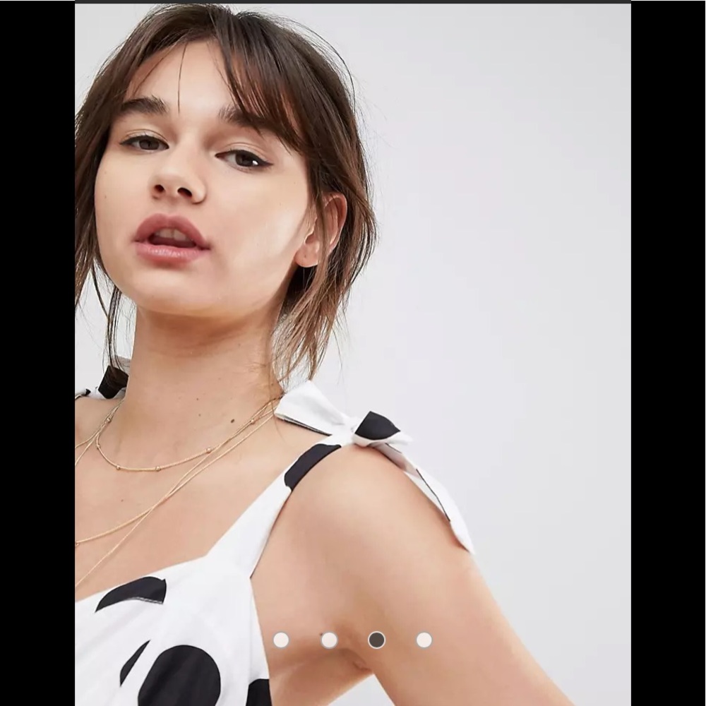 Polka dot bustier midi dress black white spot bows - Picture 4 of 12